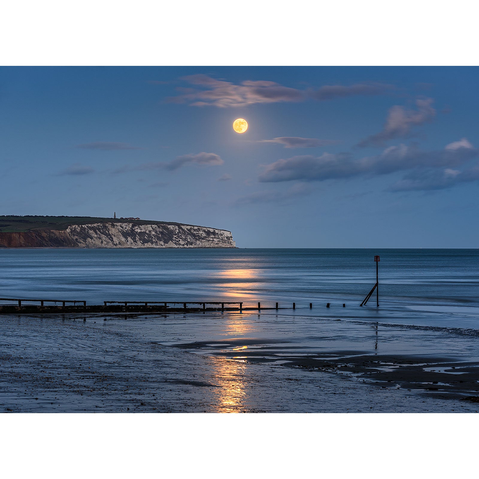 Full Moon over Culver Cliff, near the Isle of Wight, captured by Available Light Photography.